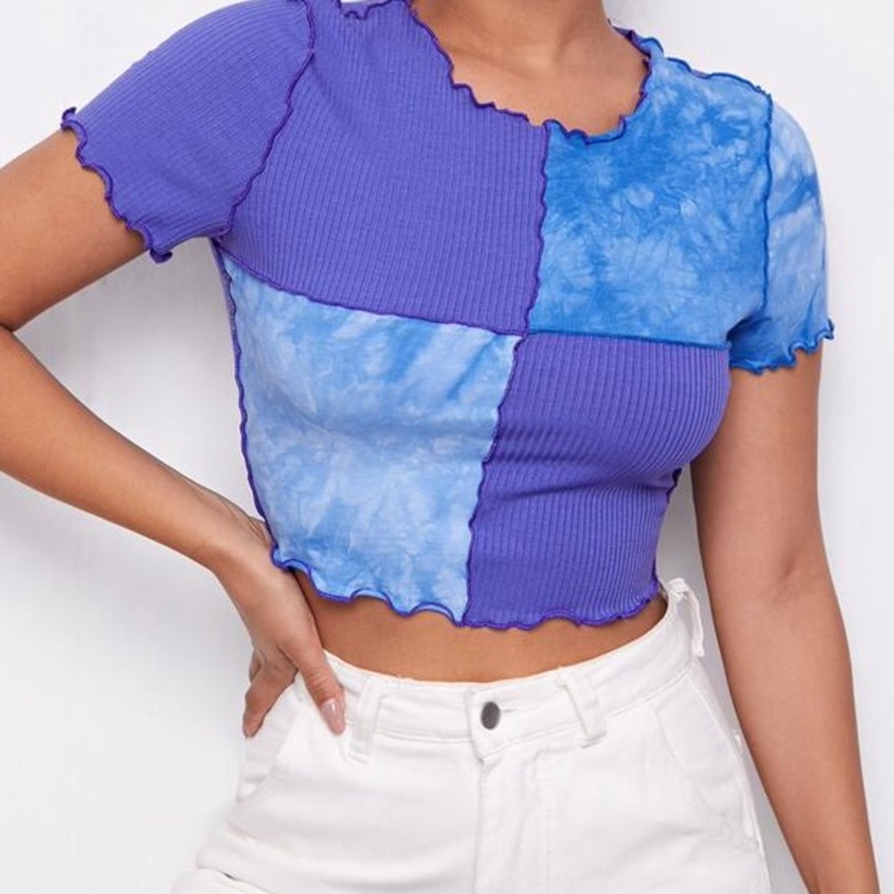 Cropped color block short sleeve